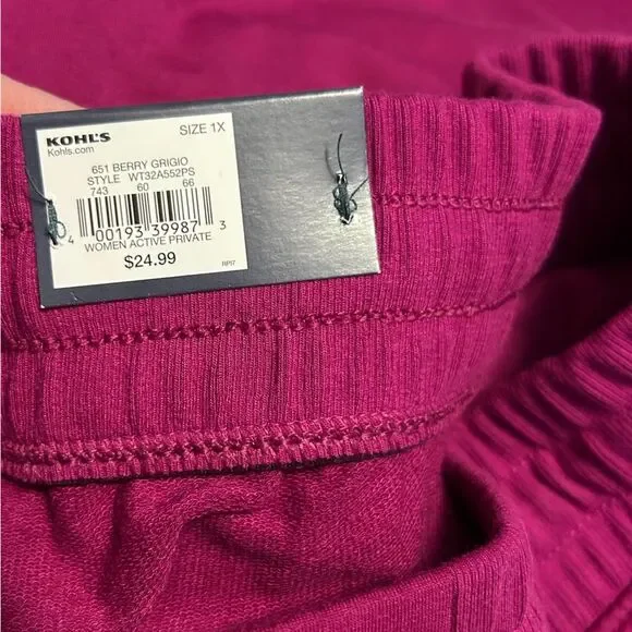 NWT Trek Gear Mid Rise Jogger berry color size 1X - Picture 8 of 10